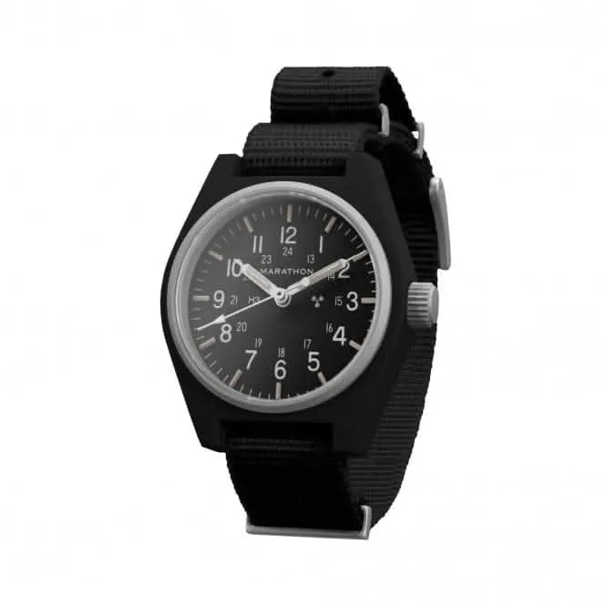 Montre mécanique polyvalente (GPM) en nylon DEFSTAN noire de 34mm