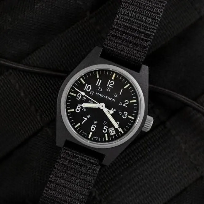 Montre à quartz polyvalente (GPQ) 34mm en nylon balistique noir avec date