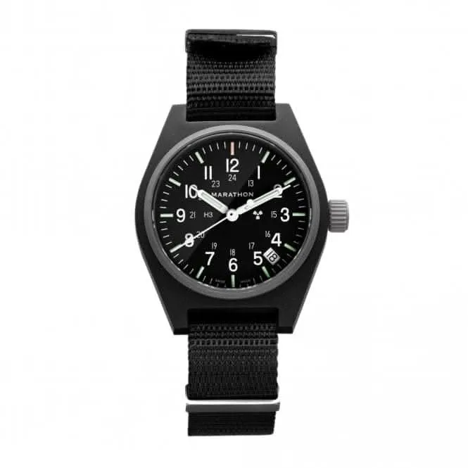 Montre à quartz polyvalente noire de 34 mm avec date (GPQ) en nylon DEFSTAN