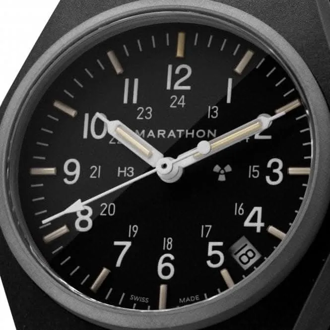 Montre à quartz polyvalente noire de 34 mm avec date (GPQ) en nylon DEFSTAN