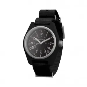 Montre à quartz polyvalente noire de 34 mm avec date (GPQ) en nylon DEFSTAN