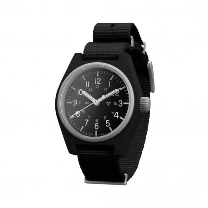 Montre en nylon GPQ (Quartz à usage général) noire de 34mm conforme à la norme DEFSTAN