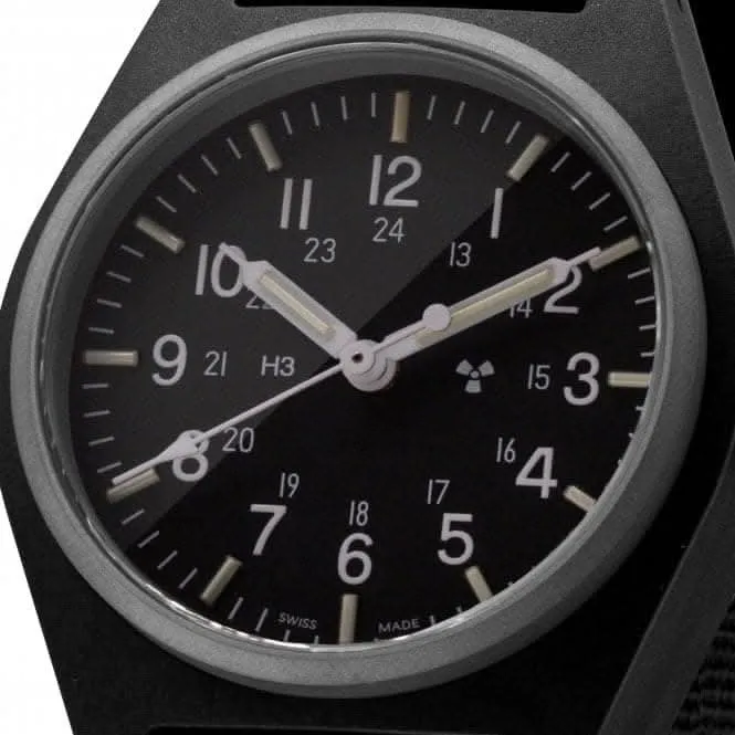 Montre en nylon GPQ (Quartz à usage général) noire de 34mm conforme à la norme DEFSTAN
