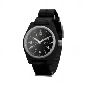 Montre en nylon GPQ (Quartz à usage général) noire de 34mm conforme à la norme DEFSTAN