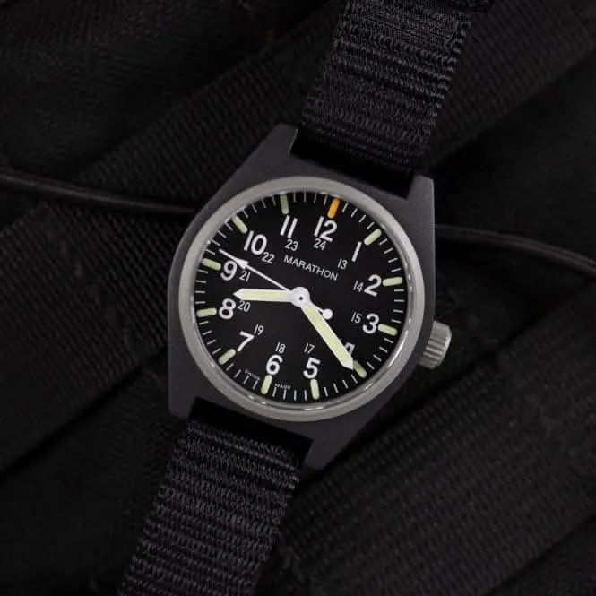 Montre à quartz MaraGlo (GPQ) noire polyvalente 34mm en nylon balistique