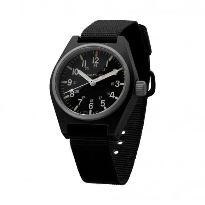 Montre à quartz MaraGlo (GPQ) noire polyvalente 34mm en nylon balistique