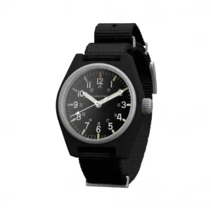 Montre en nylon DEFSTAN à quartz MaraGlo (GPQ) 34mm noire à usage général
