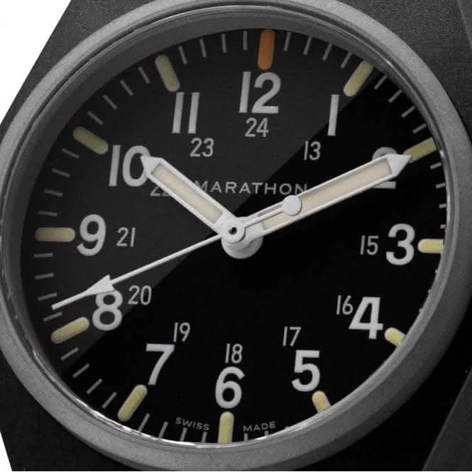Montre en nylon DEFSTAN à quartz MaraGlo (GPQ) 34mm noire à usage général