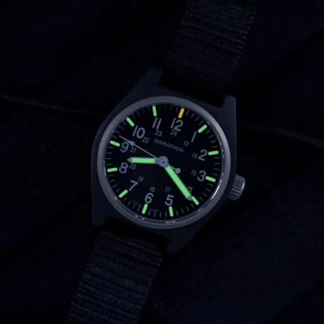 Montre en nylon DEFSTAN à quartz MaraGlo (GPQ) 34mm noire à usage général