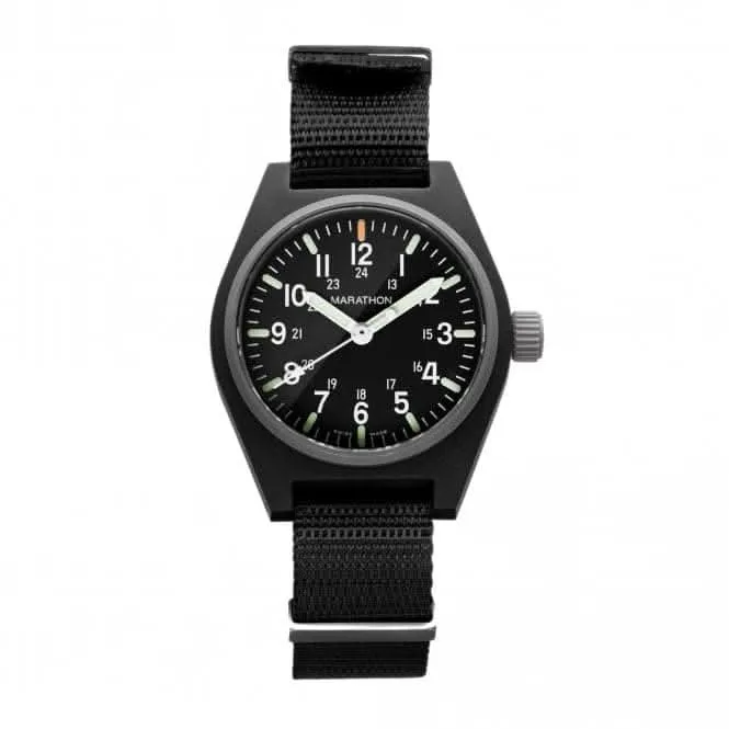 Montre en nylon DEFSTAN à quartz MaraGlo (GPQ) 34mm noire à usage général