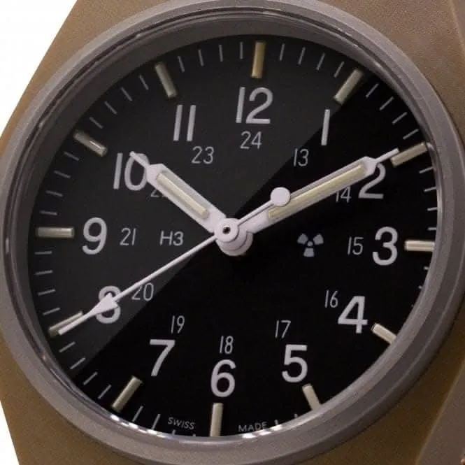 Montre en nylon GPQ (General Purpose Quartz) 34mm couleur Desert Tan conforme à la norme DEFSTAN