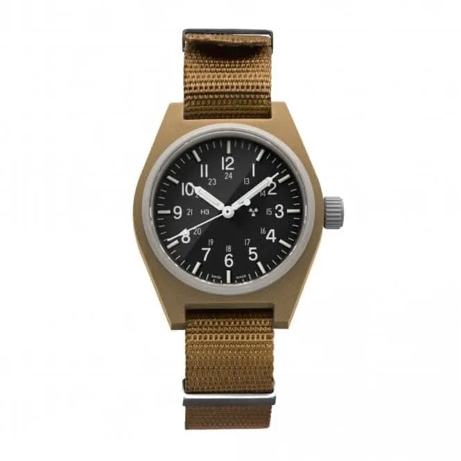 Montre en nylon GPQ (General Purpose Quartz) 34mm couleur Desert Tan conforme à la norme DEFSTAN
