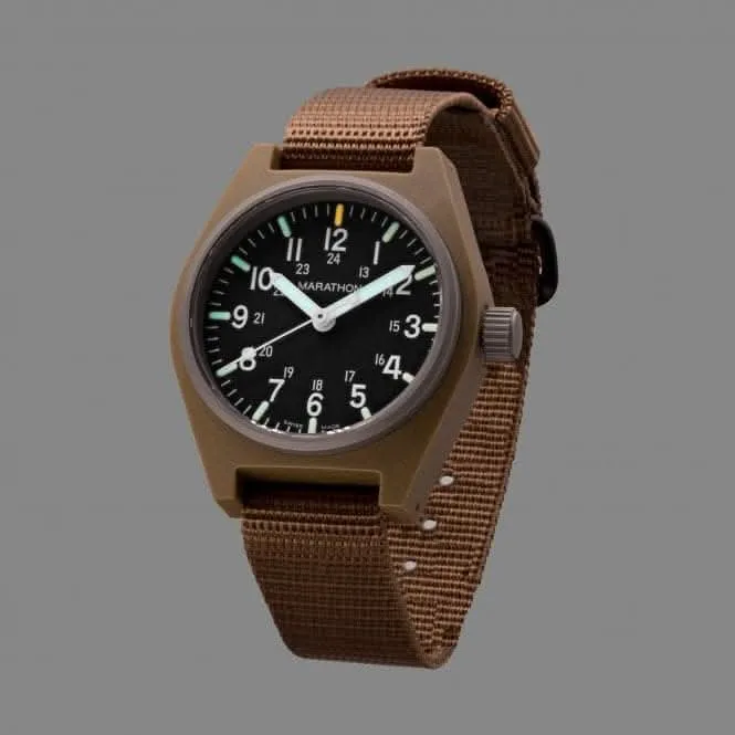 Montre en nylon balistique GPQ MaraGlo à quartz polyvalente 34mm couleur sable désert
