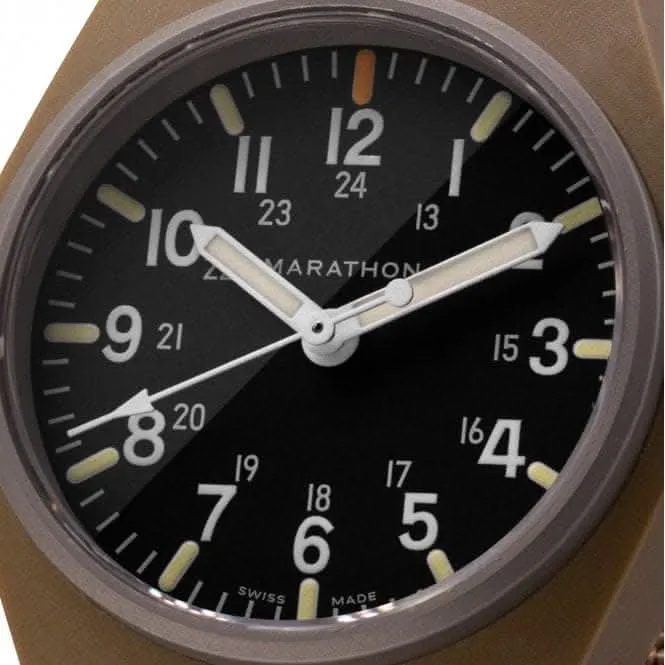 Montre en nylon balistique GPQ MaraGlo à quartz polyvalente 34mm couleur sable désert