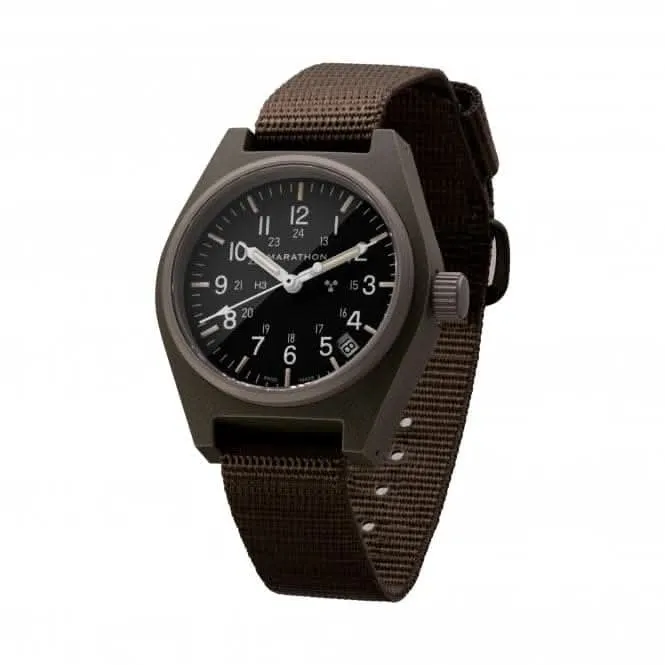 Montre à quartz à usage général (GPQ) 34mm en nylon balistique vert sauge avec date
