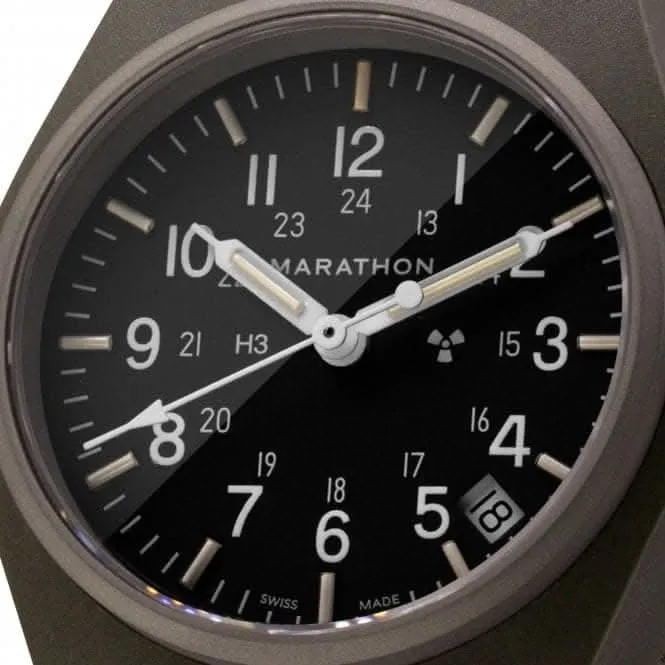 Montre en nylon DEFSTAN à quartz polyvalente (GPQ) de 34 mm en vert sauge avec date