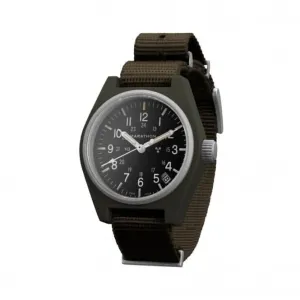Montre en nylon DEFSTAN à quartz polyvalente (GPQ) de 34 mm en vert sauge avec date