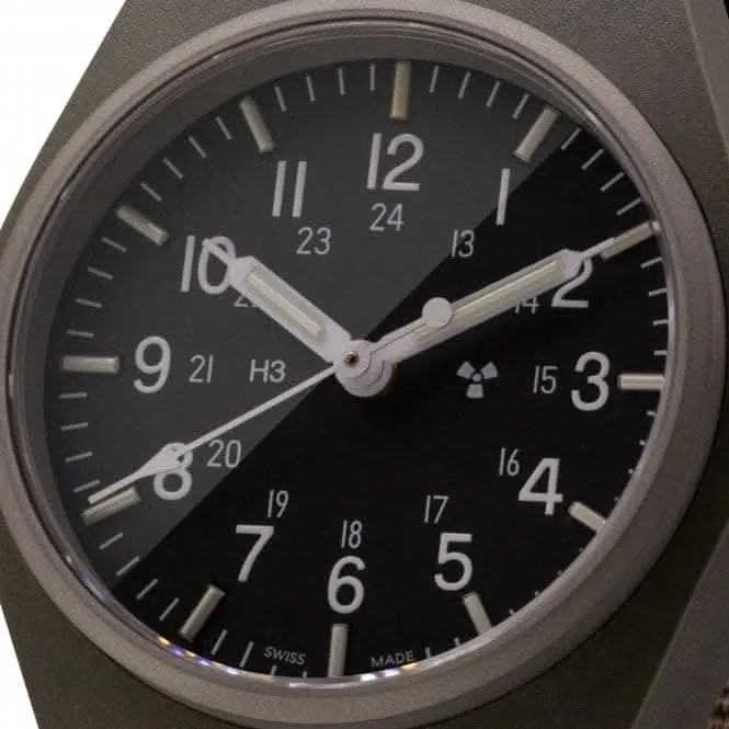 Montre en nylon balistique GPQ (General Purpose Quartz) vert sauge 34mm