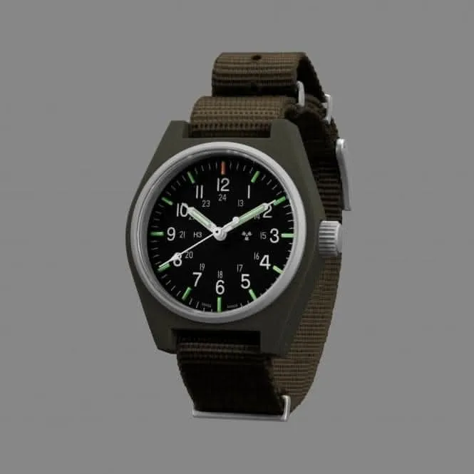 Montre DEFSTAN en nylon GPQ (General Purpose Quartz) vert sauge de 34mm