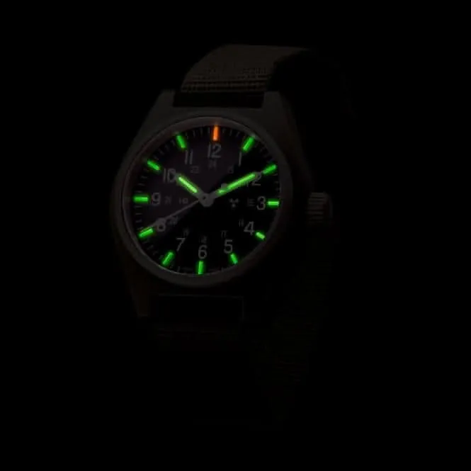Montre DEFSTAN en nylon GPQ (General Purpose Quartz) vert sauge de 34mm