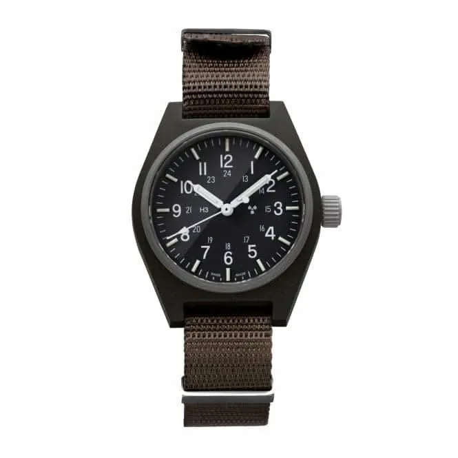 Montre DEFSTAN en nylon GPQ (General Purpose Quartz) vert sauge de 34mm