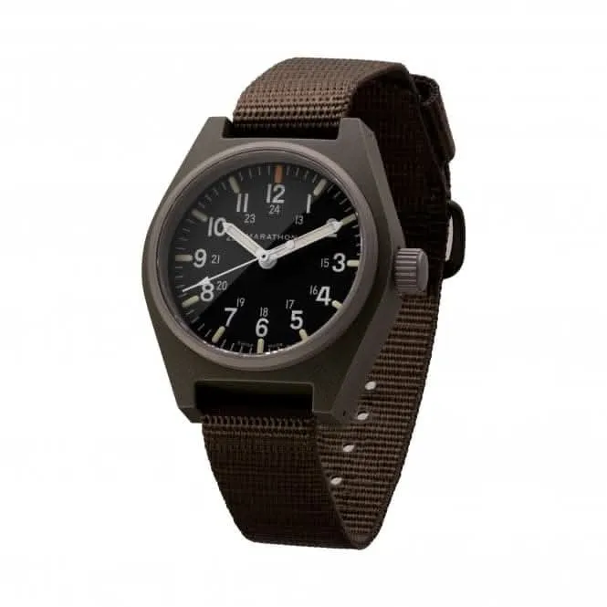 Montre en nylon balistique MaraGlo (GPQ) à quartz polyvalente 34mm vert sauge
