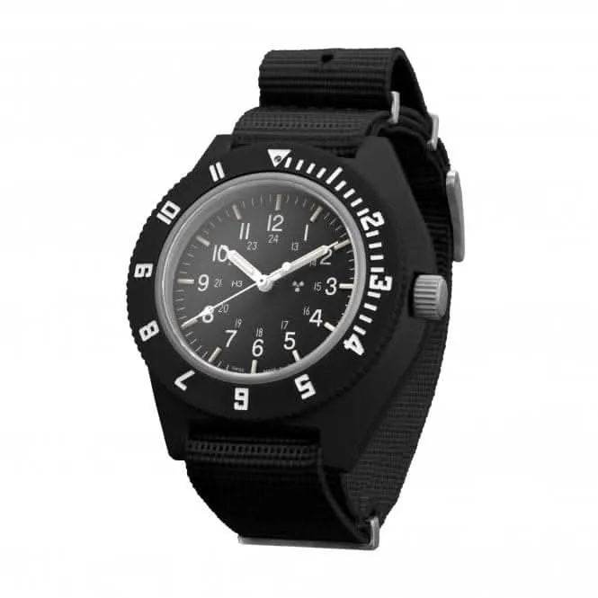 Montre militaire DEFSTAN en nylon noir de 41mm pour pilote