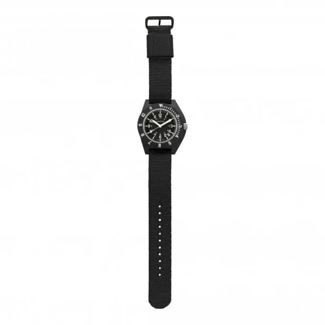 Navigateur Noir MaraGlo™ de 41 mm avec Date (NAV-DM) Montre en Nylon Ballistique