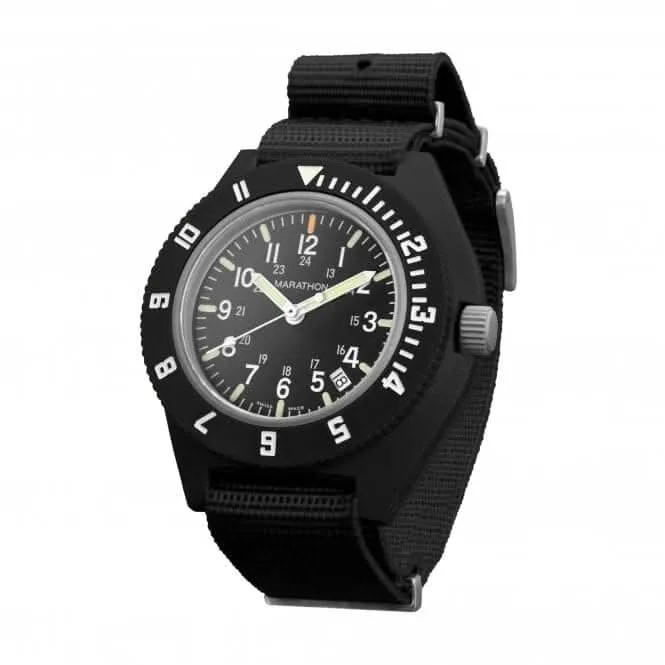 Montre 41mm MaraGlo™ Black Navigator avec date (NAV-DM) en nylon DEFSTAN