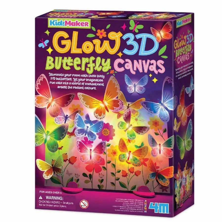 4M - KidzMaker: Glow 3D Butterfly Canvas