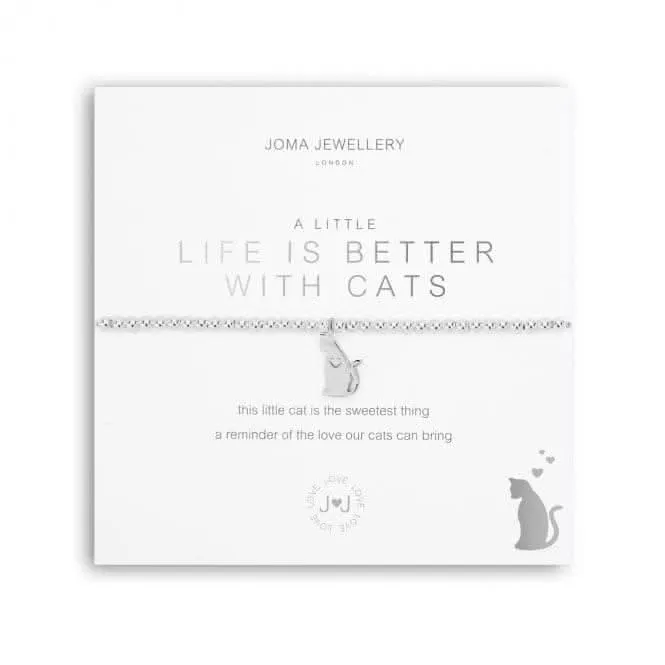 Une Petite Vie Est Meilleure Avec Des Chats Bracelet Extensible Argenté 17,5cm 5218 Joma Jewellery