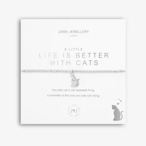 Une Petite Vie Est Meilleure Avec Des Chats Bracelet Extensible Argenté 17,5cm 5218 Joma Jewellery