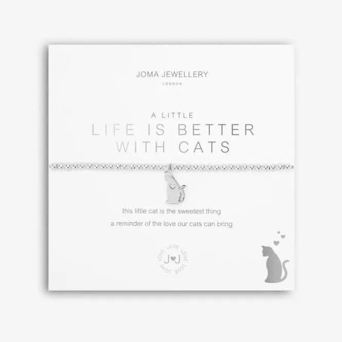 Une Petite Vie Est Meilleure Avec Des Chats Bracelet Extensible Argenté 17,5cm 5218 Joma Jewellery