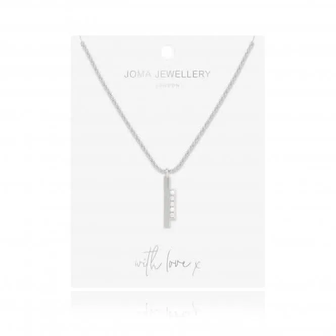 Collier Adeline Silver Pave Bar 46cm   Prolongateur 5cm 4451 Joma Jewellery