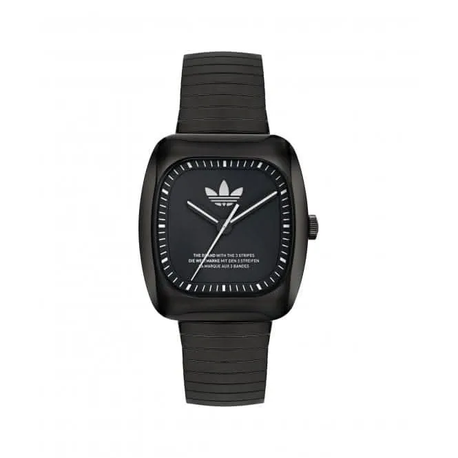 Adidas Retro Wave One Montre Unisexe en Acier Inoxydable IP Noir AOSY24026