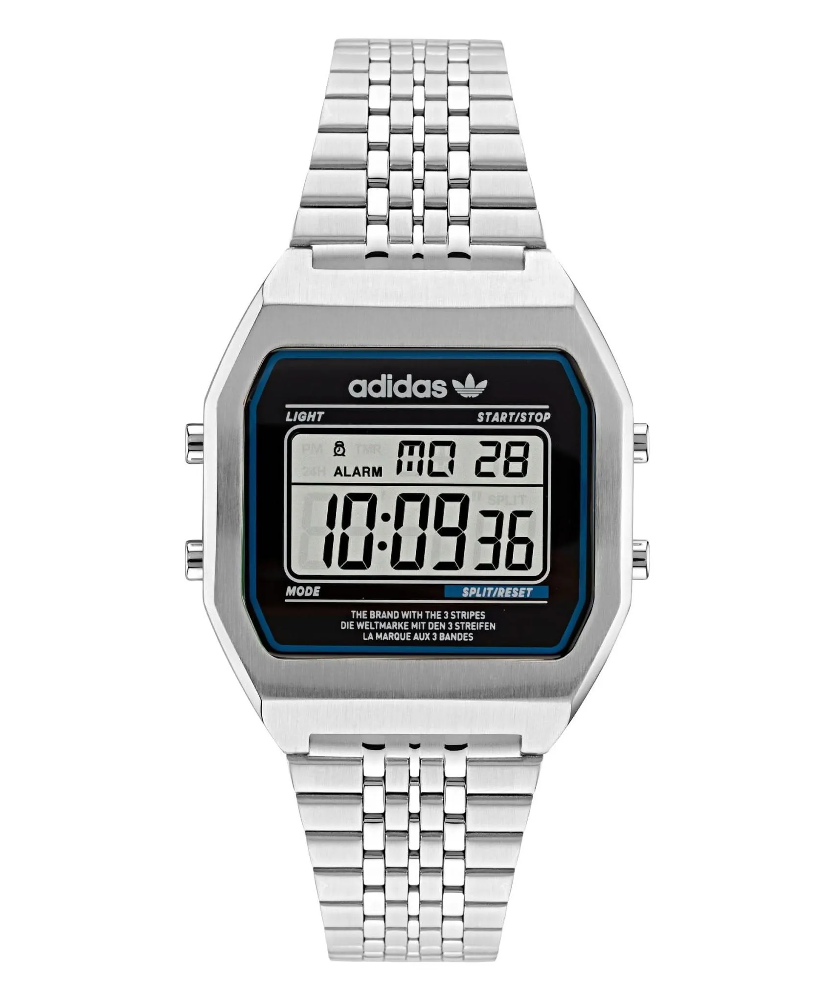 Adidas Montre unisexe numérique en acier inoxydable AOST22072