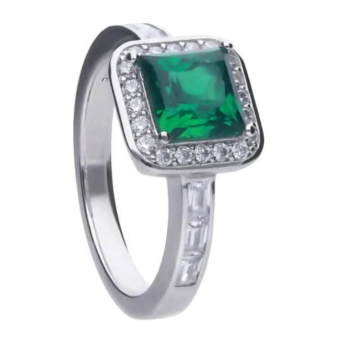 Bague en zirconium cubique émeraude de style Art Déco pave R3749 Diamonfire Jewellery