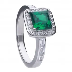 Bague en zirconium cubique émeraude de style Art Déco pave R3749 Diamonfire Jewellery