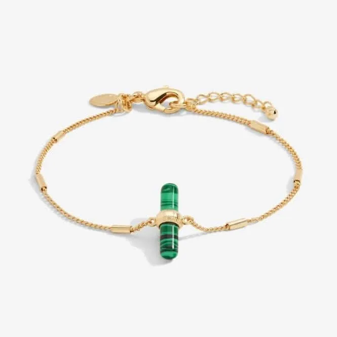 Bracelet Aura Malachite Bar Or 18cm   Prolongateur 3cm 6296 Joma Jewellery