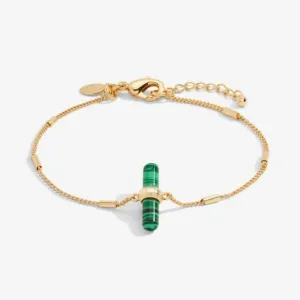 Bracelet Aura Malachite Bar Or 18cm   Prolongateur 3cm 6296 Joma Jewellery