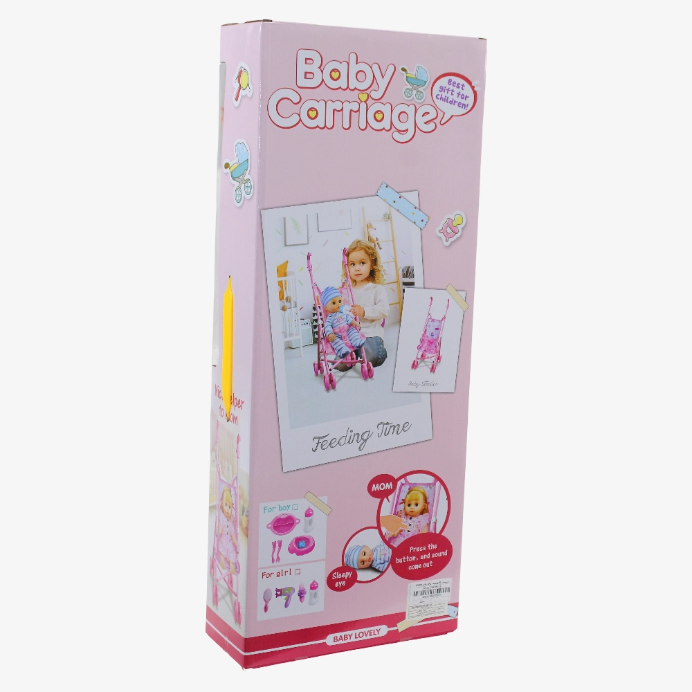 Baby Doll with Stroller and Accessories  Pink Floral Dress