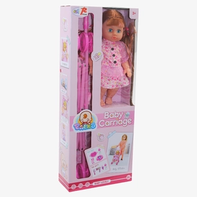 Baby Doll with Stroller and Accessories  Pink Floral Dress