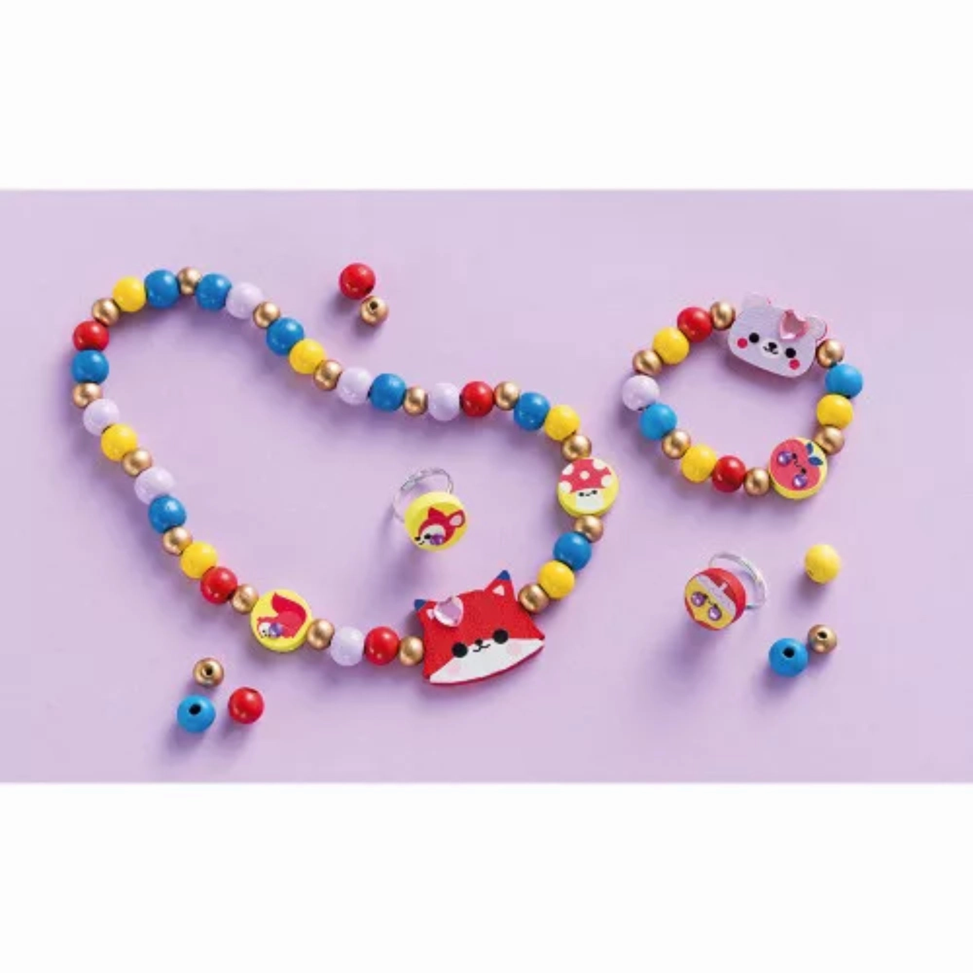 Babykids_Janod_Toys Janod 4 Pieces of Wooden Jewellery To Make Pretty Forest