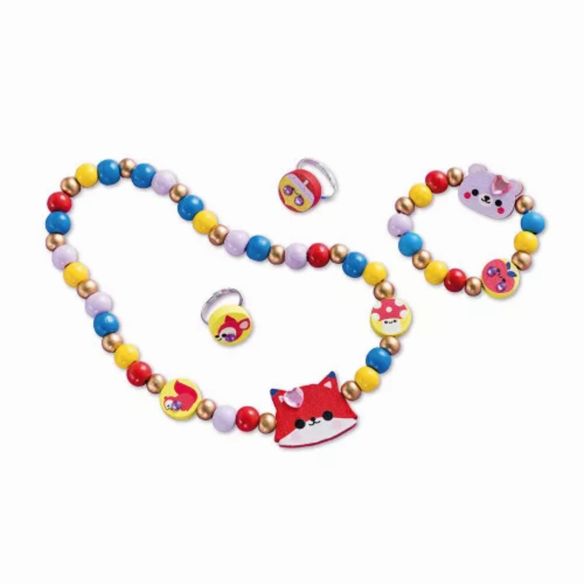 Babykids_Janod_Toys Janod 4 Pieces of Wooden Jewellery To Make Pretty Forest