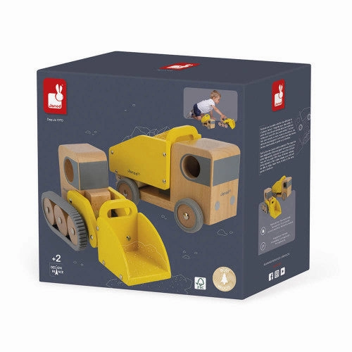 Babykids_Janod_Toys Janod Bolid - Dump Truck and Bulldozer