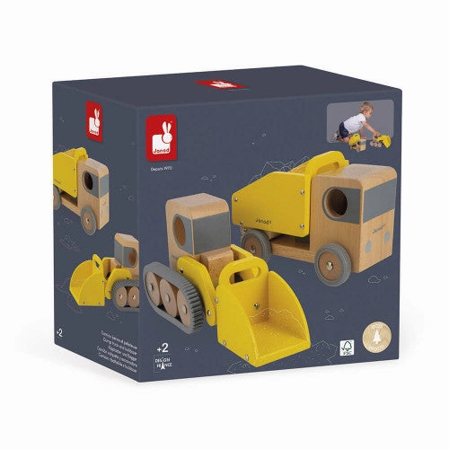 Babykids_Janod_Toys Janod Bolid - Dump Truck and Bulldozer