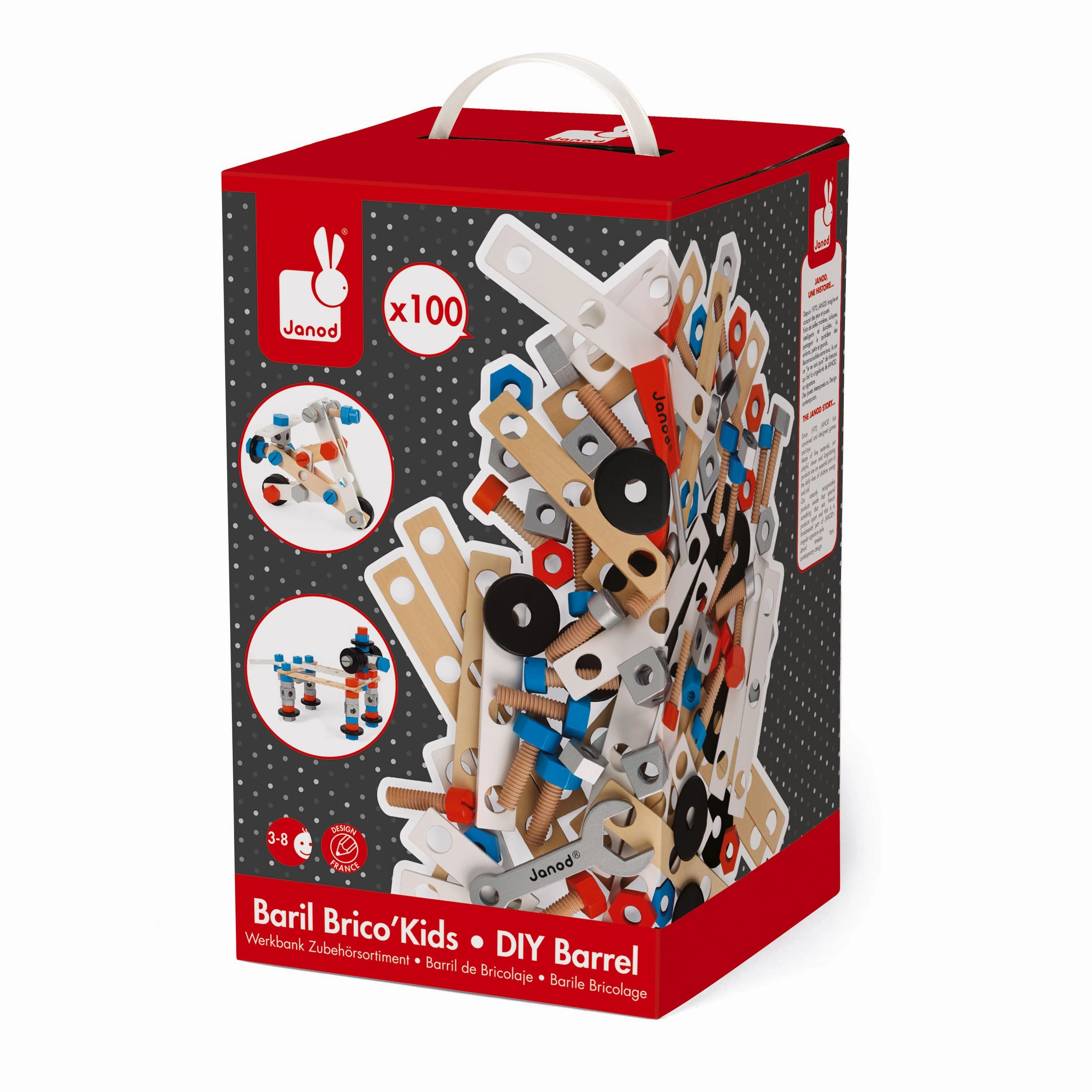 Babykids_Janod_Toys Janod Bricokids DIY Barrel - 100pcs
