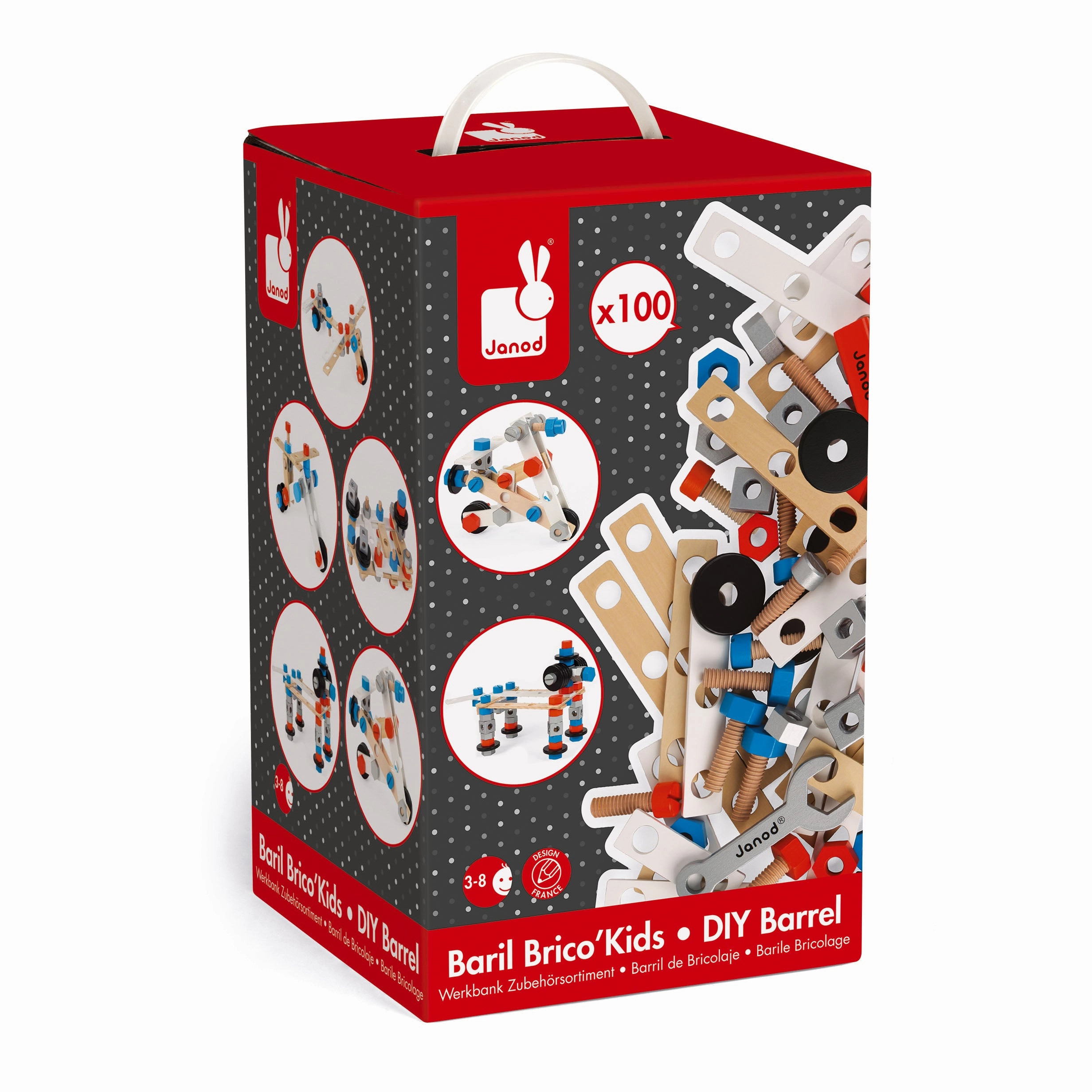 Babykids_Janod_Toys Janod Bricokids DIY Barrel - 100pcs