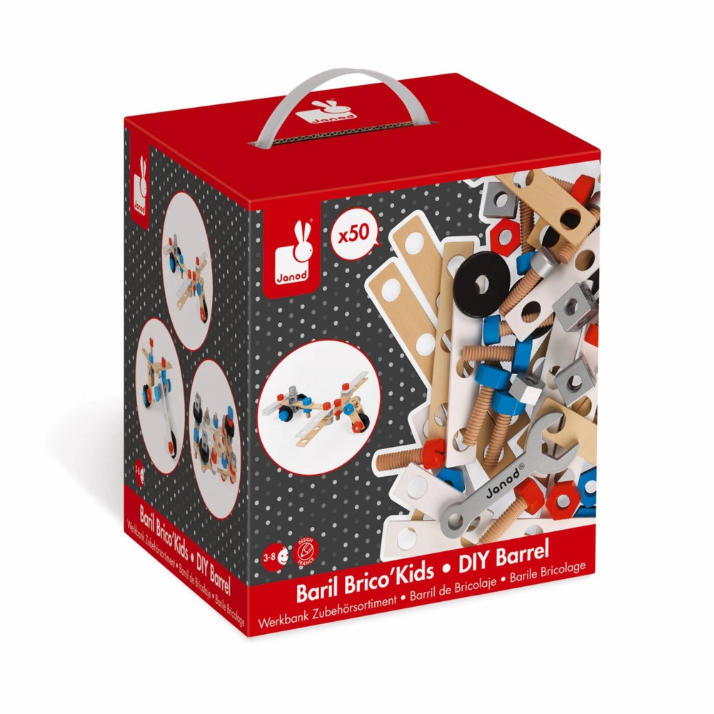 Babykids_Janod_Toys Janod Bricokids DIY Barrel - 50pcs