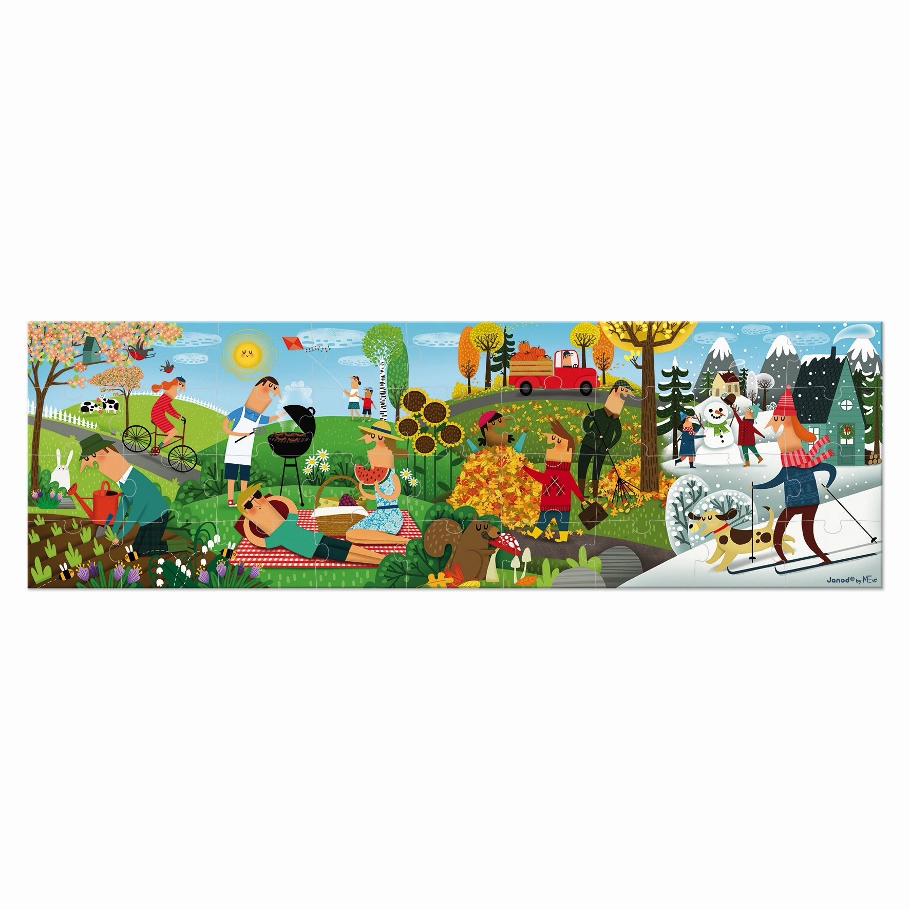 Babykids_Janod_Toys Janod Hat Boxed 36 pcs Panoramic Puzzle 4 Seasons